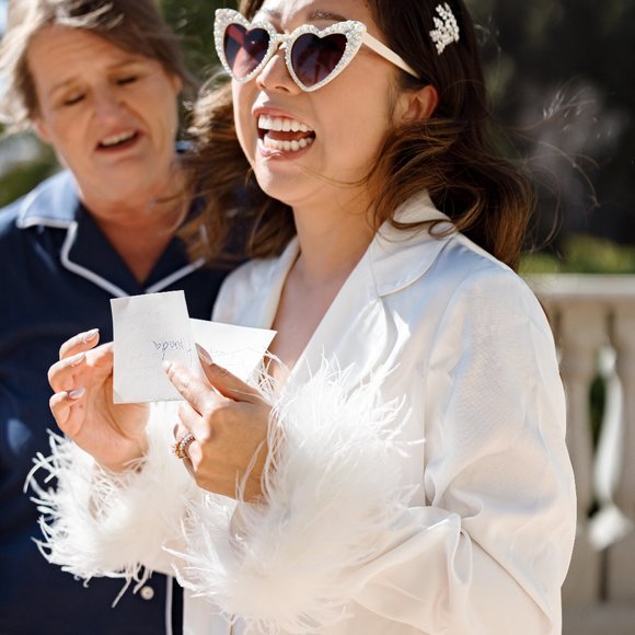 Nadine Merabi "Darcie" Feather Pajamas in White - Size S/M - Picture 11 of 12